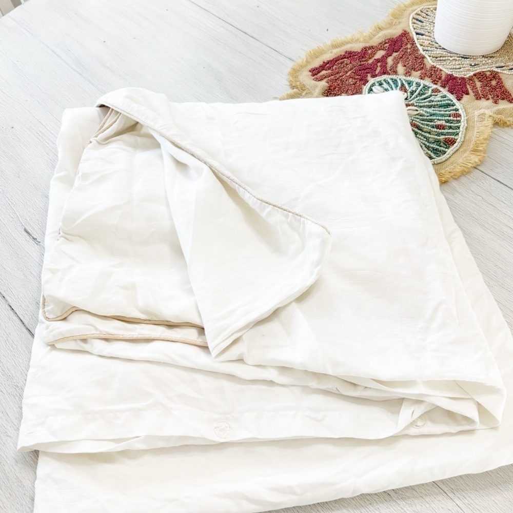 KITAN Ivory With Beige Piping MADISON Duvet Cover Cotton Sateen Israel Twin